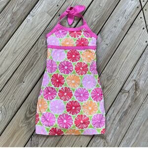 Lily Pulitzer Girl's Vintage Pink Floral Halter Dress 100% Cotton Size 8